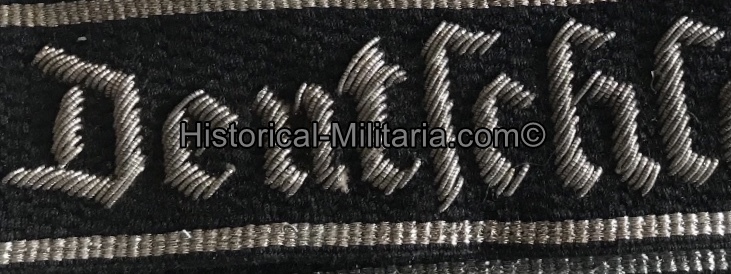SS-Verfügungstruppe " Deutschland " SS-Regiment 1 Officer aged cuff title - SS-Verfügungstruppe Ärmelstreifen für Führer im SS-Regiment 1 " Deutschland" - Fascia da braccio da Ufficiale SS-VT Deutschland aspetto usato SS-Verfügungstruppe " Deutschland " SS-Regiment 1 Officer aged cuff title - SS-Verfügungstruppe Ärmelstreifen für Führer im SS-Regiment 1 " Deutschland" - Fascia da braccio da Ufficiale SS-VT Deutschland aspetto usato