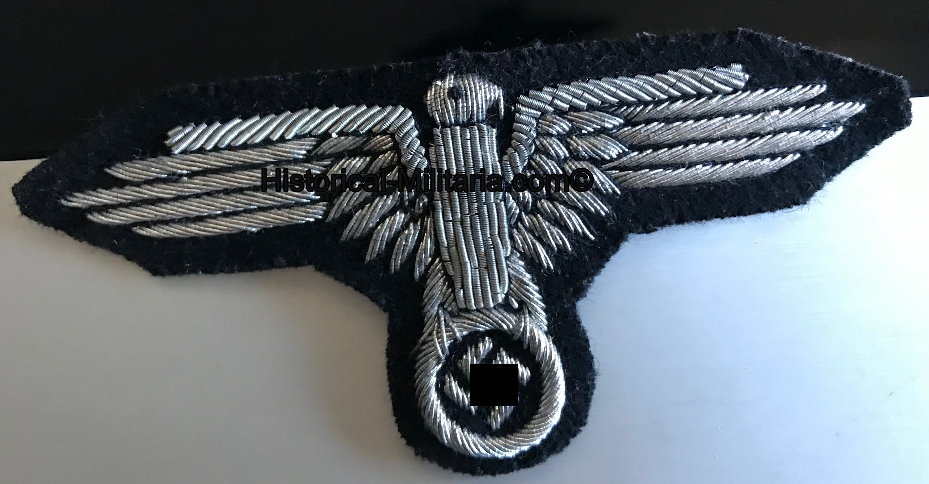 Waffen-SS Officer sleeve eagle in aged tarnished silver - Offiziersadler Ärmeladler Elite Waffen-SS silber gealtert - Aquila da braccio Ufficiale delle Waffen-SS iargento invecchiata