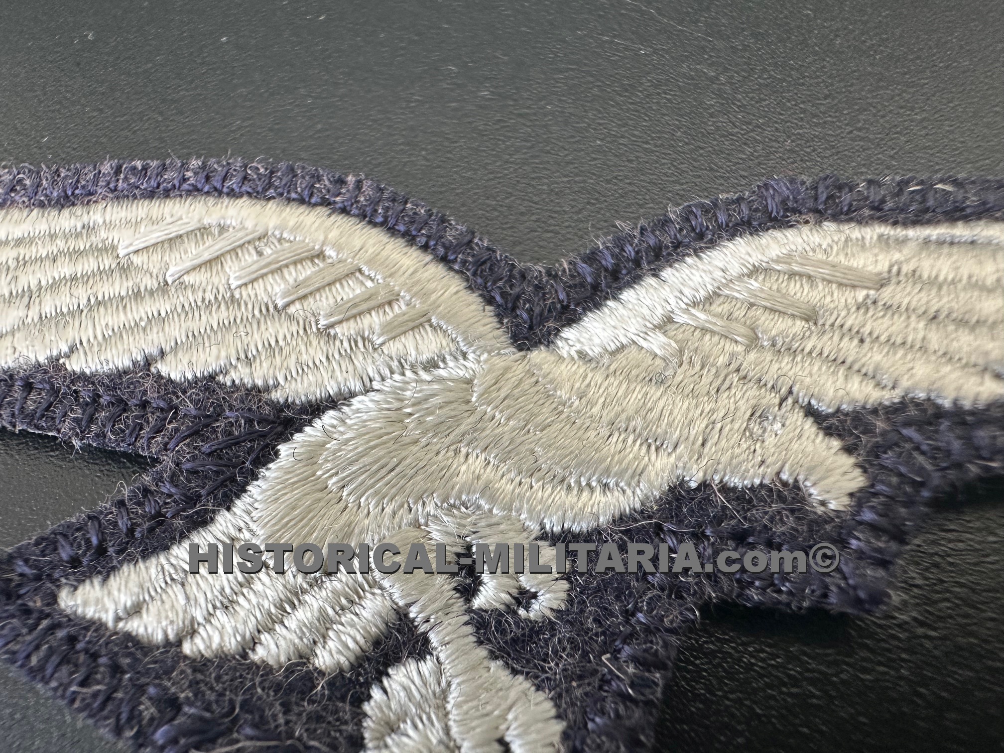 Luftwaffe EM/ NCO breast eagle machine embroidered on GREYblue edged - Brustadler Luftwaffe Mannschaft auf GRAUblau umbörtelt - Aquila da petto della Luftwaffe su panno GRIGIOblu con bordino Luftwaffe EM/ NCO breast eagle machine embroidered on GREYblue edged - Brustadler Luftwaffe Mannschaft auf GRAUblau umbörtelt - Aquila da petto della Luftwaffe su panno GRIGIOblu con bordino