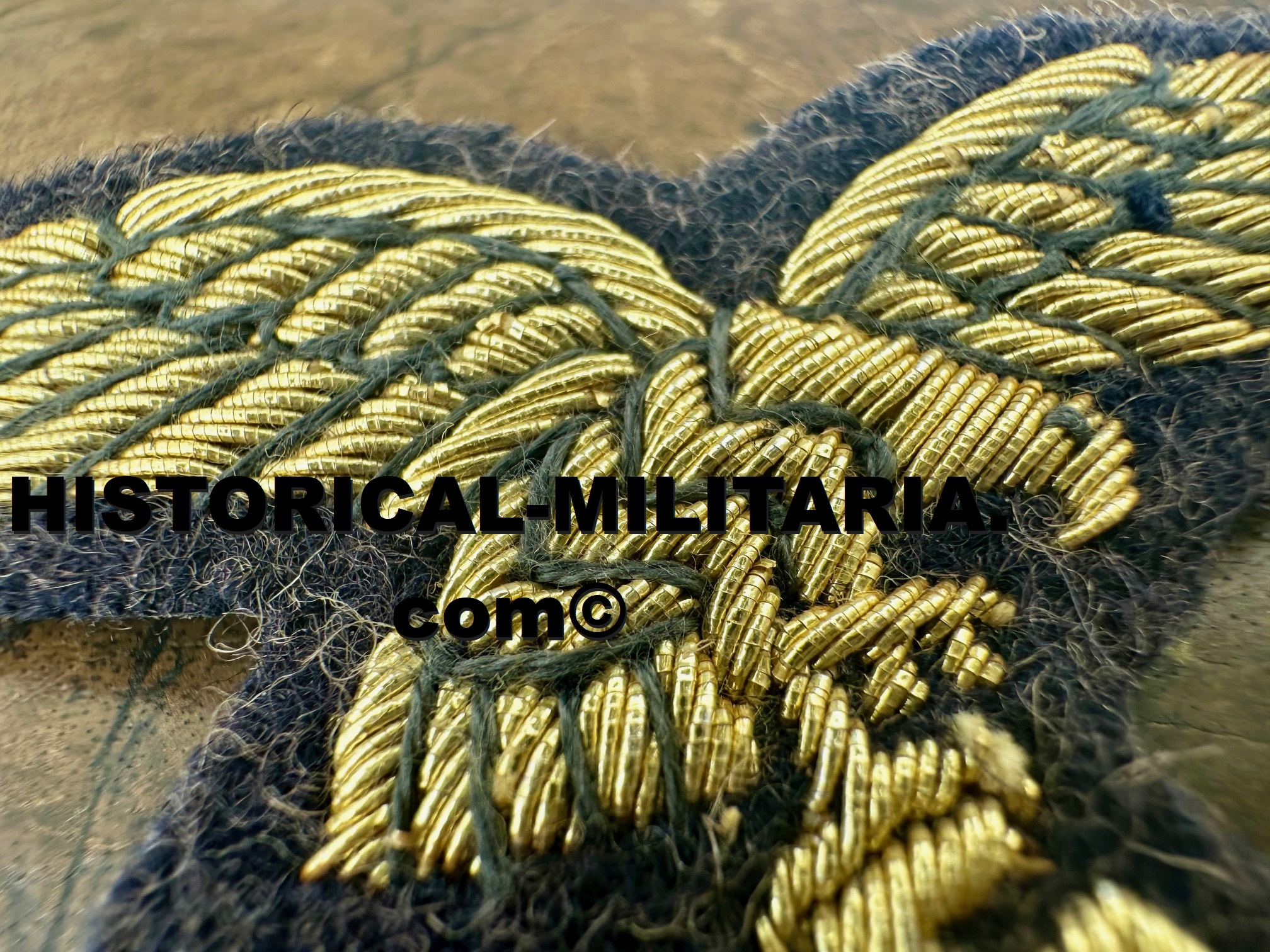 Luftwaffe General cap eagle in golden celleon on greyblue - Luftwaffe General Mützenadler Celleon auf graublau - Aquila da berretto da Generale della Luftwaffe su panno grigioblu Luftwaffe General cap eagle in golden celleon on greyblue - Luftwaffe General Mützenadler Celleon auf graublau - Aquila da berretto da Generale della Luftwaffe su panno grigioblu