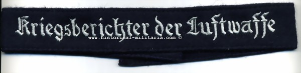 Kriegsberichter der Luftwaffe Ärmelband Mannschaften Unteroffiziere Ärmelstreifen - Luftwaffe war correspondent EM/ NCO cuff title - Fascia da braccio Corrispondente di Guerra della Luftwaffe Kriegsberichter der Luftwaffe Ärmelband Mannschaften Unteroffiziere Ärmelstreifen - Luftwaffe war correspondent EM/ NCO cuff title - Fascia da braccio Corrispondente di Guerra della Luftwaffe