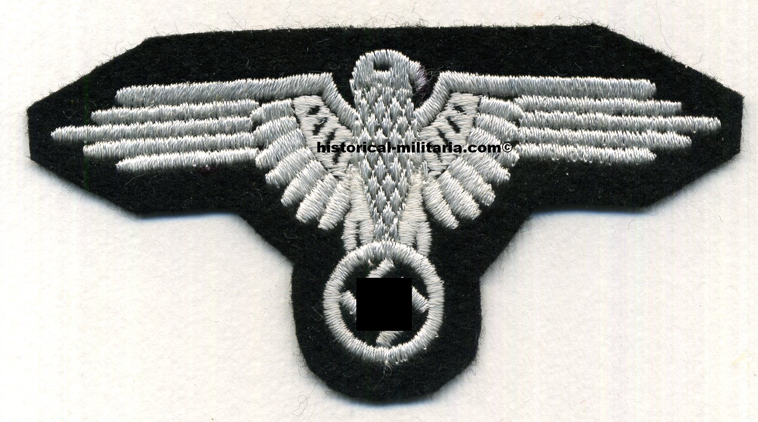 Waffen-SS EM/ NCO sleeve eagle RZM machine-embroidered in white threads - Maschinengestickter SS Ärmeladler - Aquila SS da braccio per le truppe delle Waffen-SS