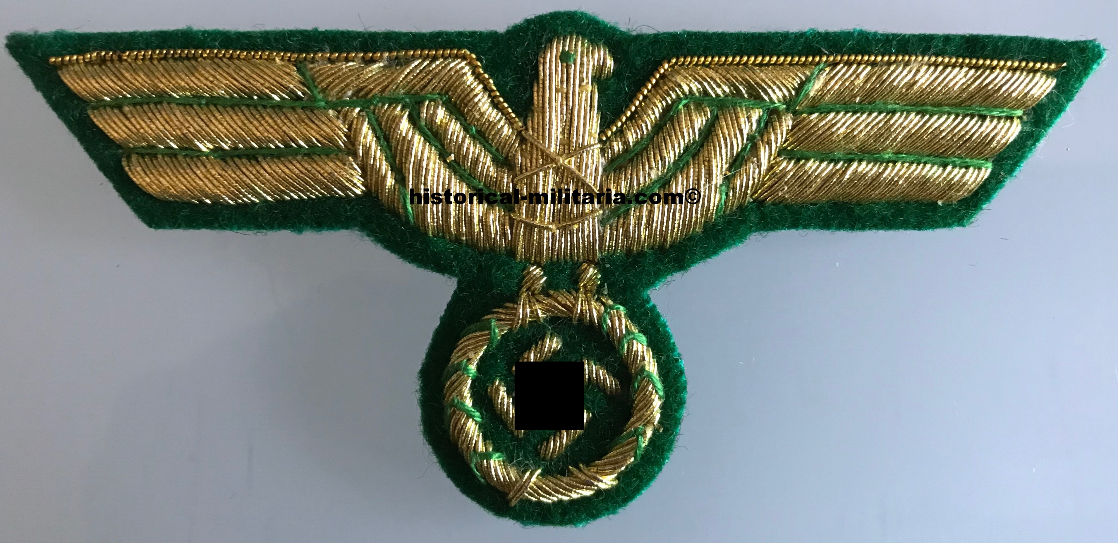German Army General breast eagle in celleon threads on bright green - Brustadler Wehrmacht Heer Generalität - Aquila da petto della generalità tedesca Heer