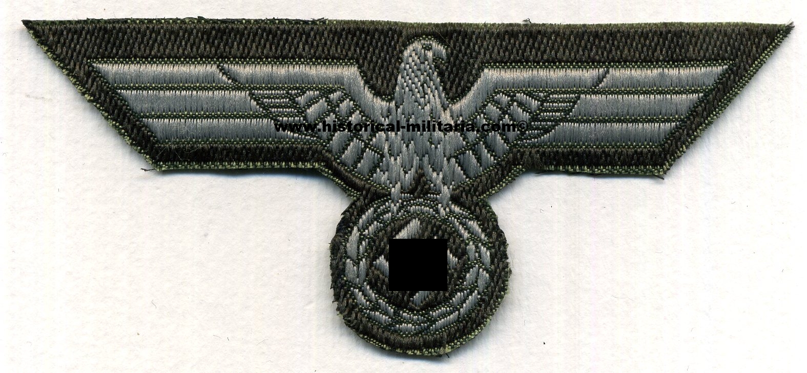 German Wehrmacht Brustadler bevo woven breast eagle on green - Heer Burstadler Mannschaften gewebt - Aquila da petto per le truppa Heer